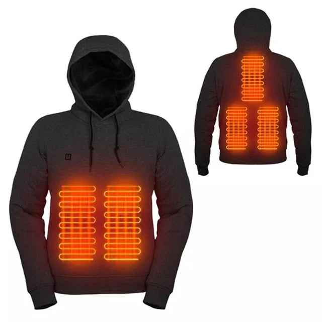 Premium unisex heated hoodie ensures ultimate warmth & all-day comfort for cold weather and outdoor enthusiasts.