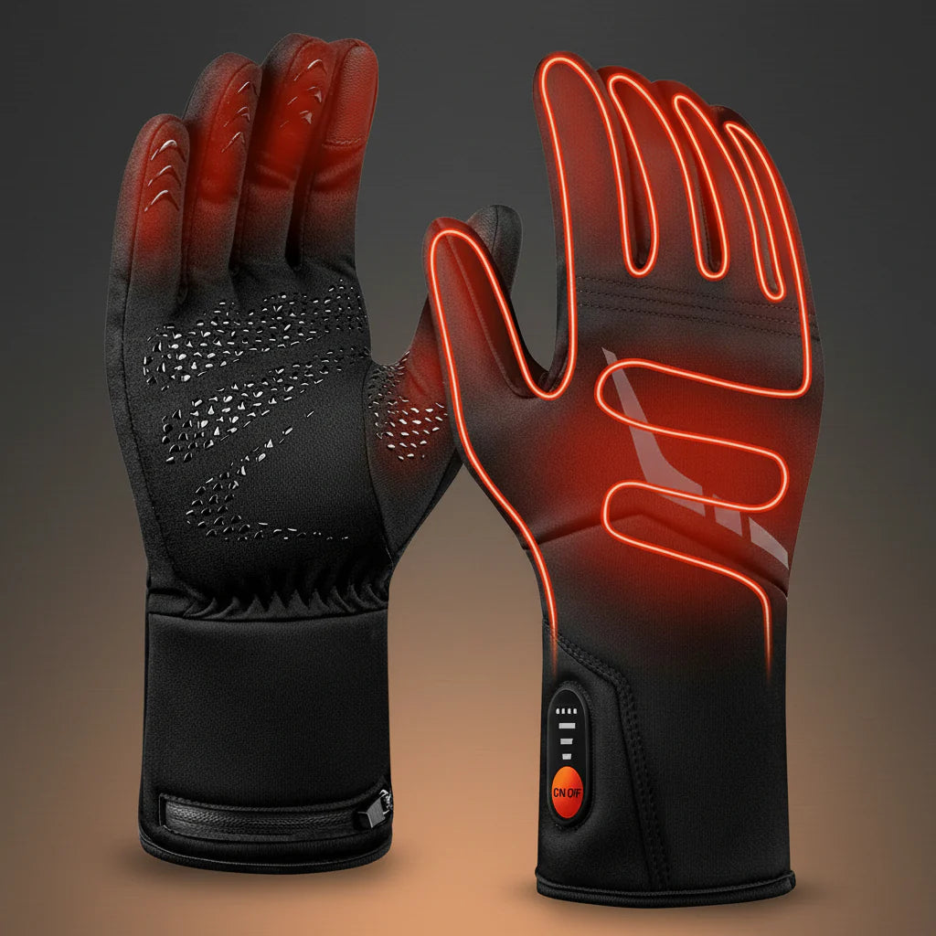 Unisex heated winter gloves, waterproof, touchscreen compatible, and battery powered for ultimate warmth.