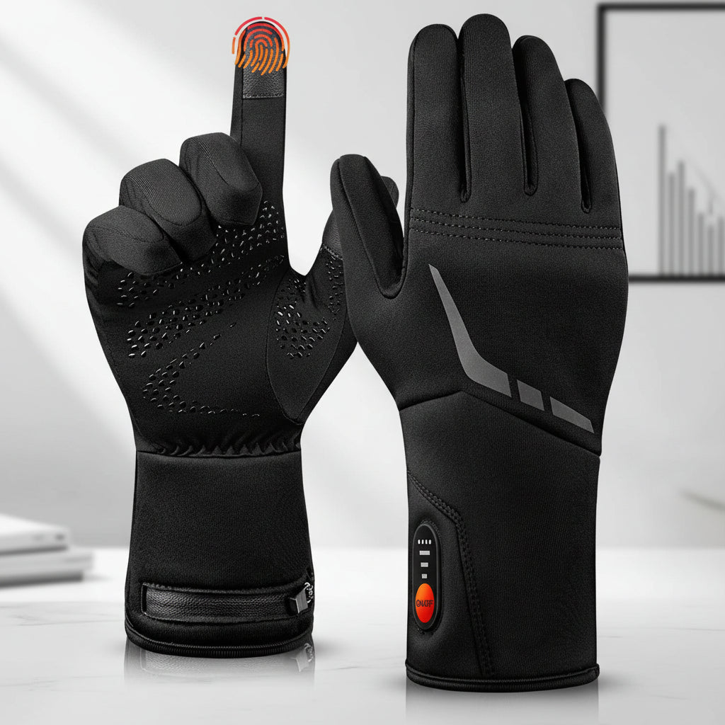 Heated ski gloves for men & women, waterproof & warm, perfect for snow sports and outdoor adventures.