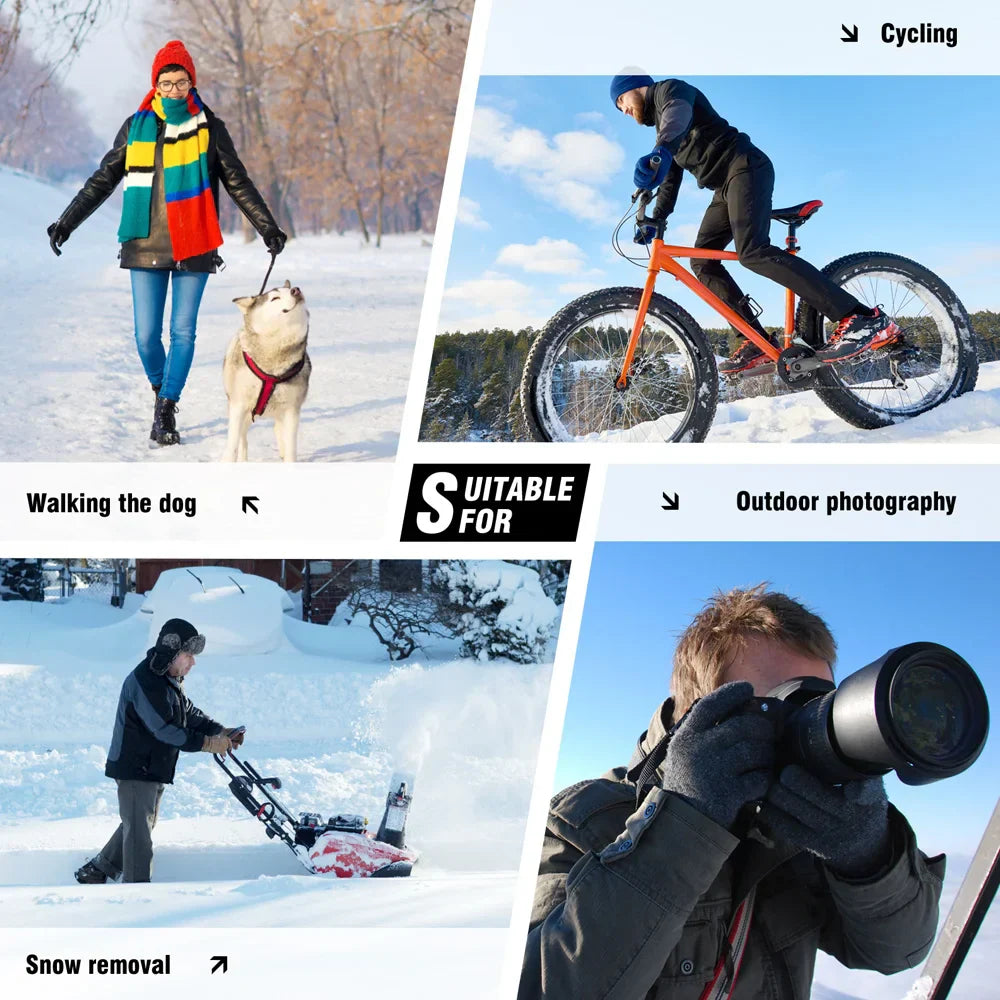 Durable waterproof heated winter gloves, touchscreen friendly, providing ultimate hand warmth for cycling & snow.