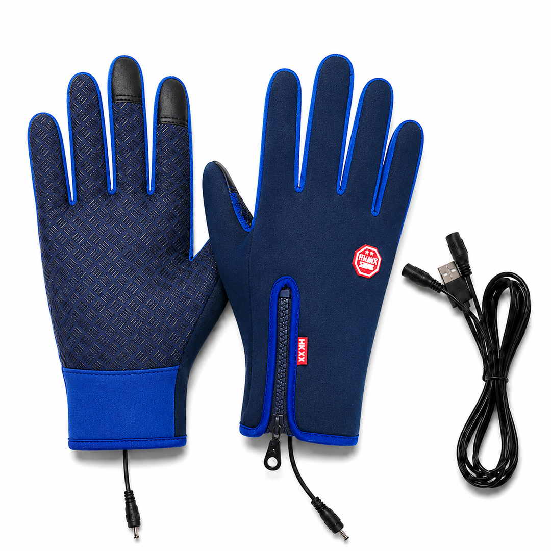 Pair of unisex USB heated gloves, perfect for outdoor enthusiasts needing warm, functional hand protection.