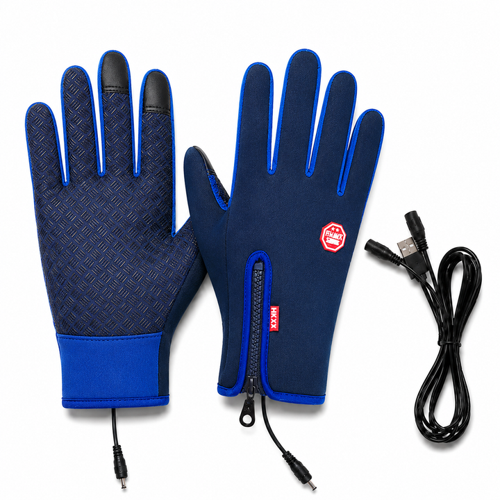 Pair of unisex USB heated gloves, perfect for outdoor enthusiasts needing warm, functional hand protection.