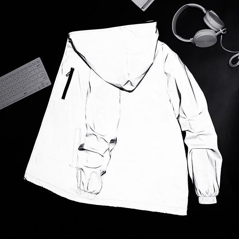 Reflective unisex waterproof rain jacket for enhanced safety during cycling, running & outdoor adventures.