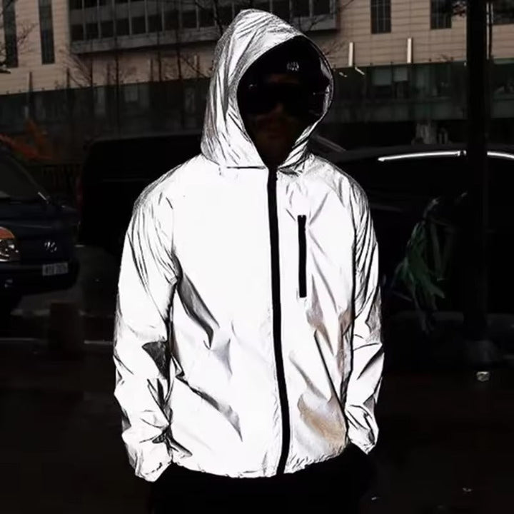 High-visibility cycling jacket: waterproof, reflective, and lightweight for all-weather protection.