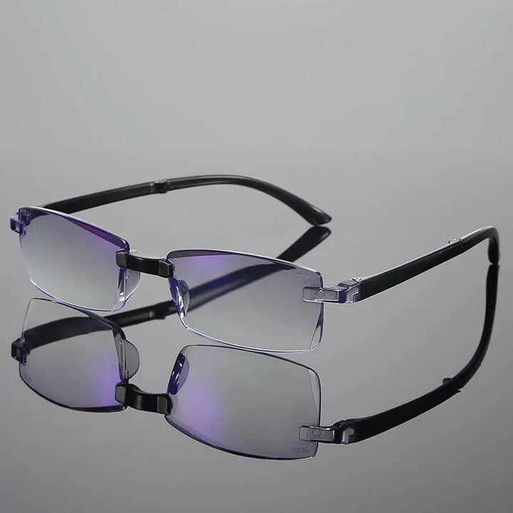Unisex indestructible multifocal reading glasses. Sleek black TR90 design for clarity and durability.