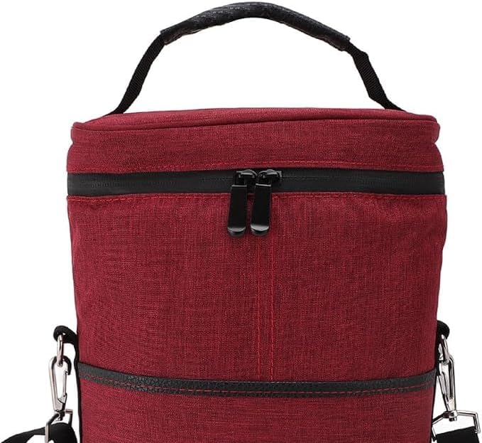 Portable 2-bottle insulated wine tote bag with adjustable strap, ideal for travel, beach, or outdoor trips.