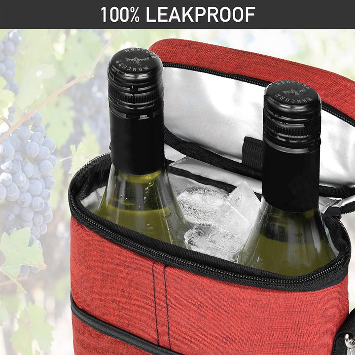 Stylish unisex insulated wine cooler tote bag, a perfect gift for wine lovers. Two bottle capacity.