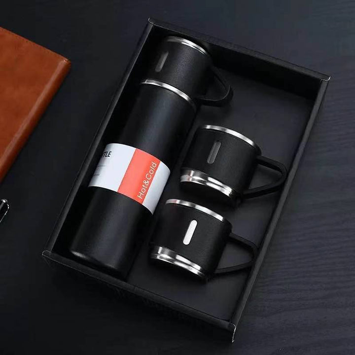 Portable vacuum insulated water bottle, keeping beverages hot or cold for 12 hours.