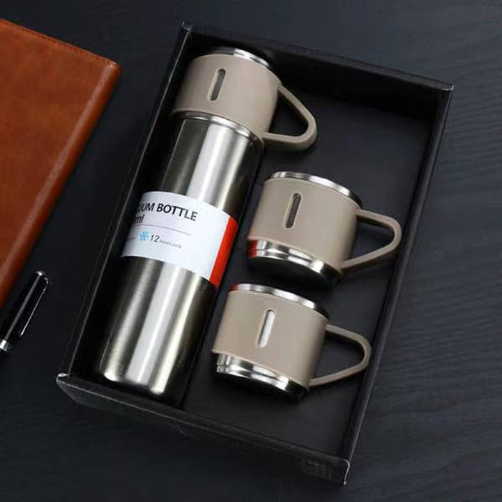 Versatile drinkware: vacuum insulated thermos for 12-hour hot tea or refreshing cold water.