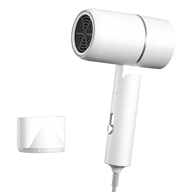 Compact unisex ionic hair dryer. Foldable for travel, ensures smooth, frizz-free results for all hair types.