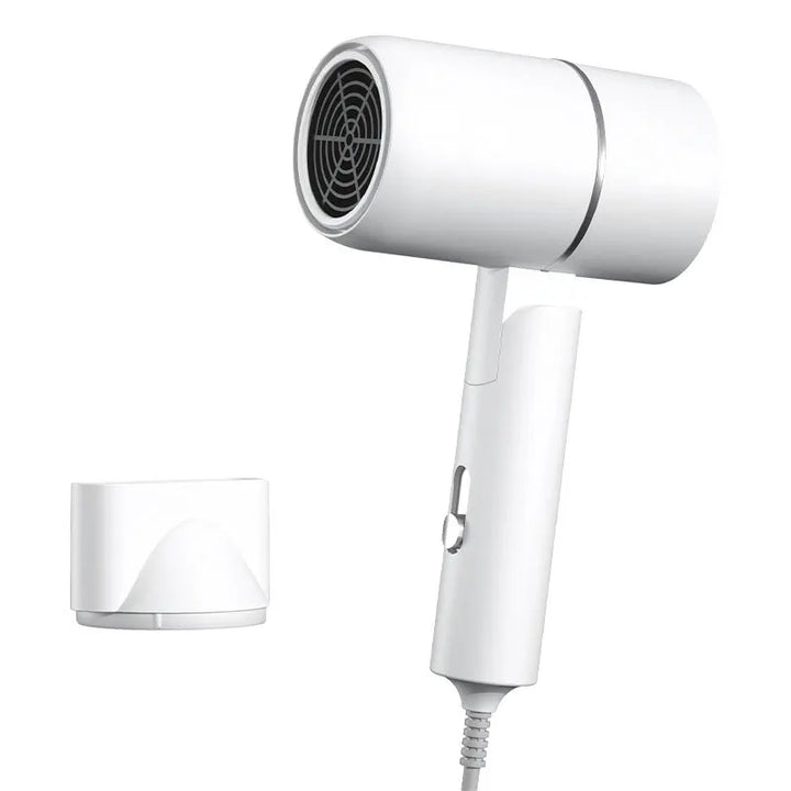 Compact unisex ionic hair dryer. Foldable for travel, ensures smooth, frizz-free results for all hair types.