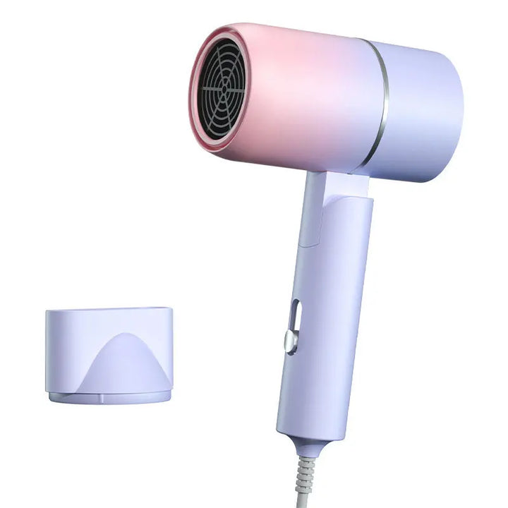 Lightweight unisex ionic hair dryer with a foldable handle, perfect for travel & achieving smooth, frizz-free styles.