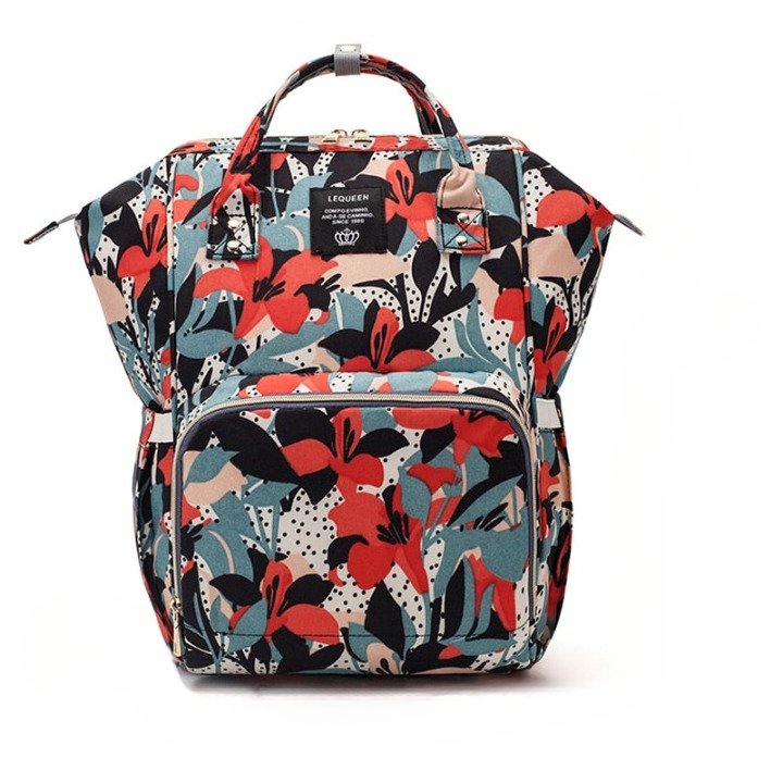 Modern unisex waterproof diaper backpack, large interior, multiple compartments for all baby travel needs.