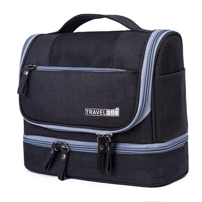 Spacious unisex multi-compartment toiletry bag, perfect for travel essentials & cosmetics.