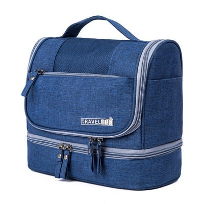 Convenient multi-compartment hanging toiletry bag, perfect for organized travel & cosmetics.