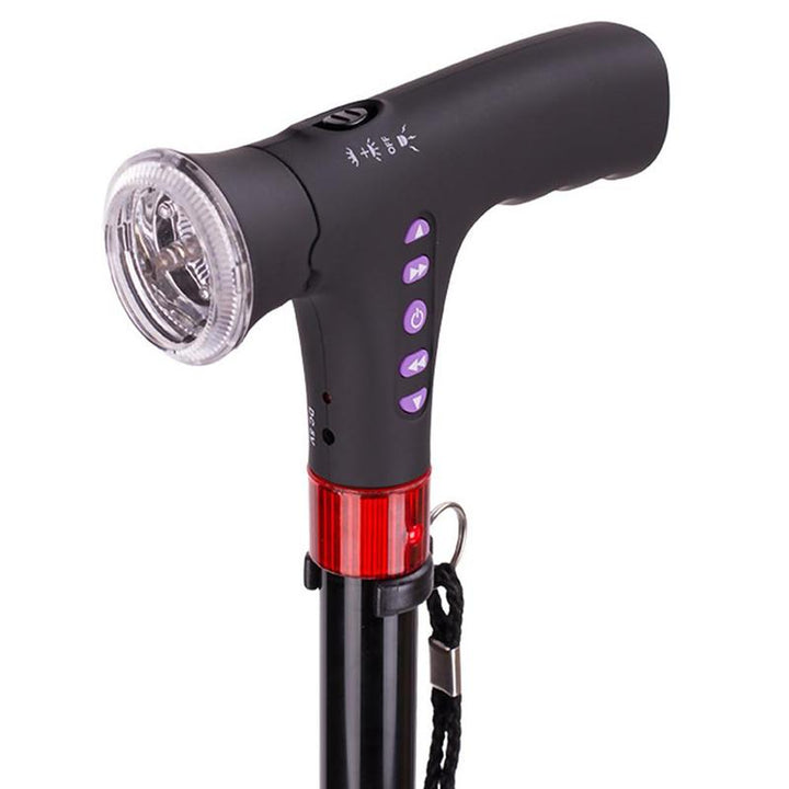 Unisex LED Nordic walking poles, adjustable for all heights. Enhance safety with integrated bright LED lights.
