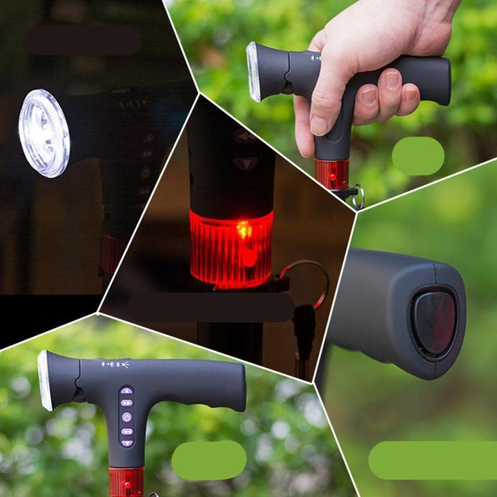Bright LED Nordic walking poles, adjustable for unisex use. Boost visibility & safety during dawn/dusk hikes.