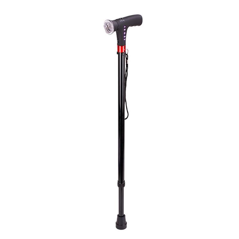 Unisex adjustable Nordic walking poles with LED lights, perfect for enhanced safety & visibility on outdoor trails.