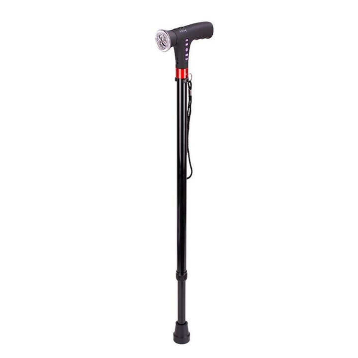 Unisex adjustable Nordic walking poles with LED lights, perfect for enhanced safety & visibility on outdoor trails.