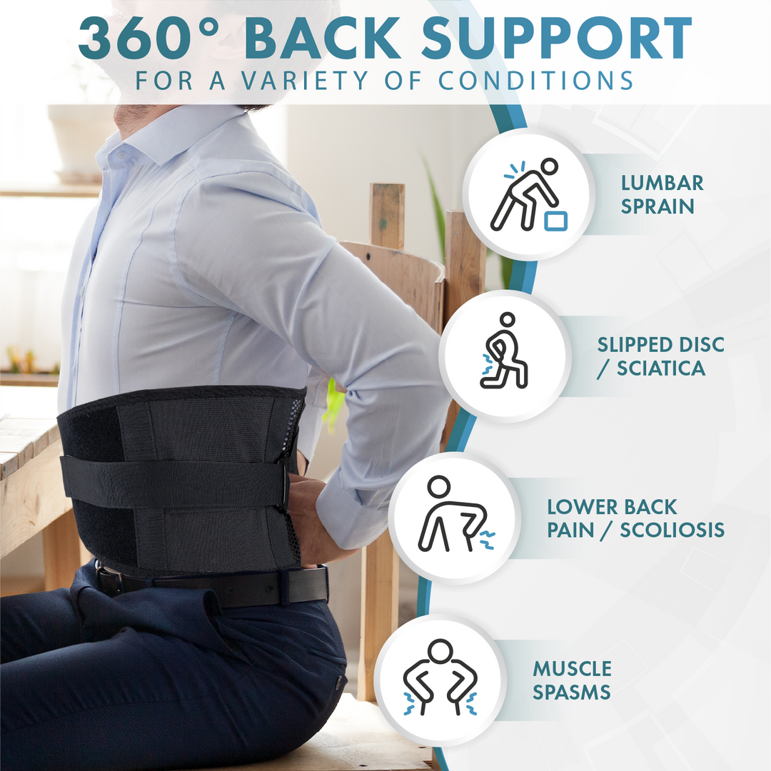 Unisex lightweight lower back support belt for pain relief, sleek design, breathable material, ergonomic fit, health wellness