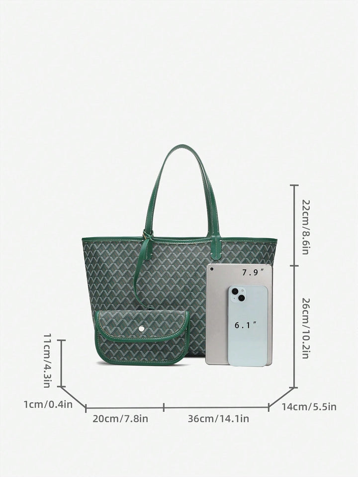 Versatile unisex shoulder tote, spacious interior for work or leisure.