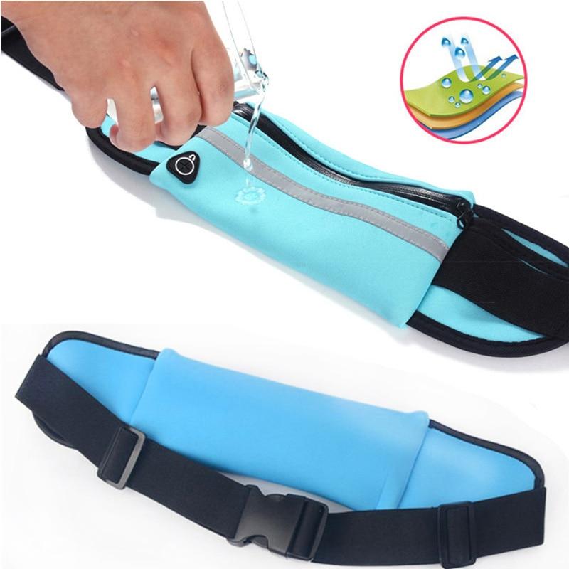 Adjustable waterproof fitness waist pack with secure pockets for phone, keys & cards during workouts.