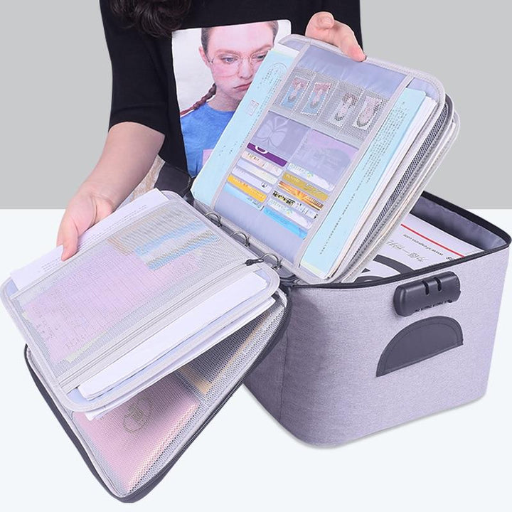 Unisex lockable waterproof case for important documents & valuables. Secure travel organizer and file holder.