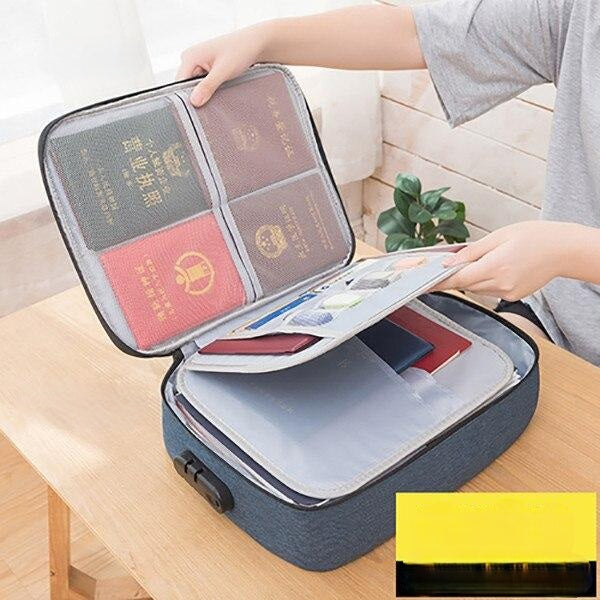 Waterproof file holder & storage solution for important papers. Lockable bag ensures personal security of documents.