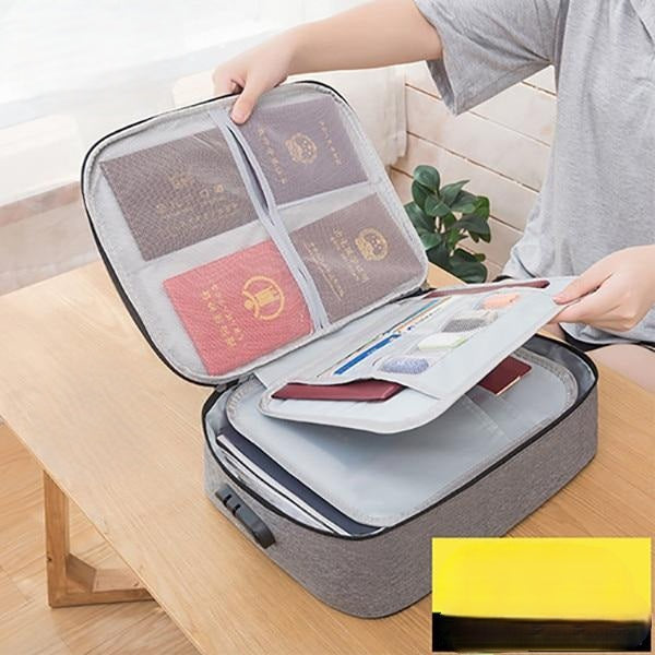 Protect important documents with this lockable waterproof storage case. A durable file holder & valuables organizer.