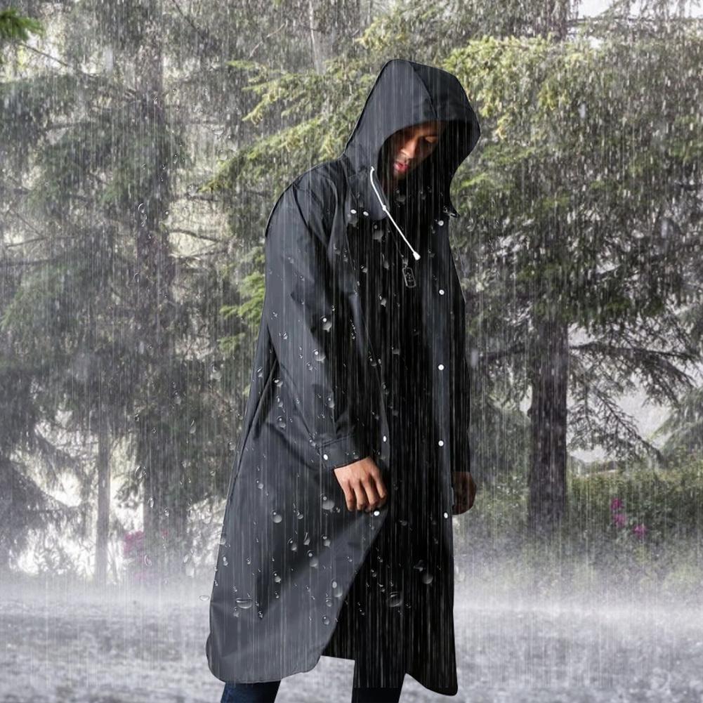 Stylish unisex long waterproof jacket, perfect for city commutes & wild trails. Lightweight, all-weather protective rainwear.