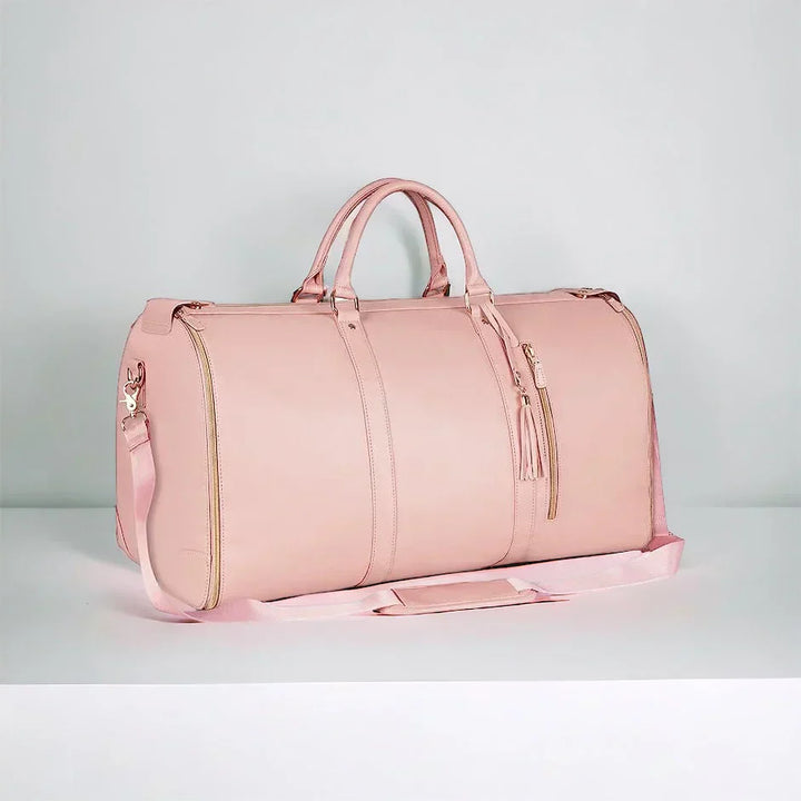 Stylish wrinkle-free garment travel duffel bag for suits & dresses. Compact carry-on luggage for business travel.