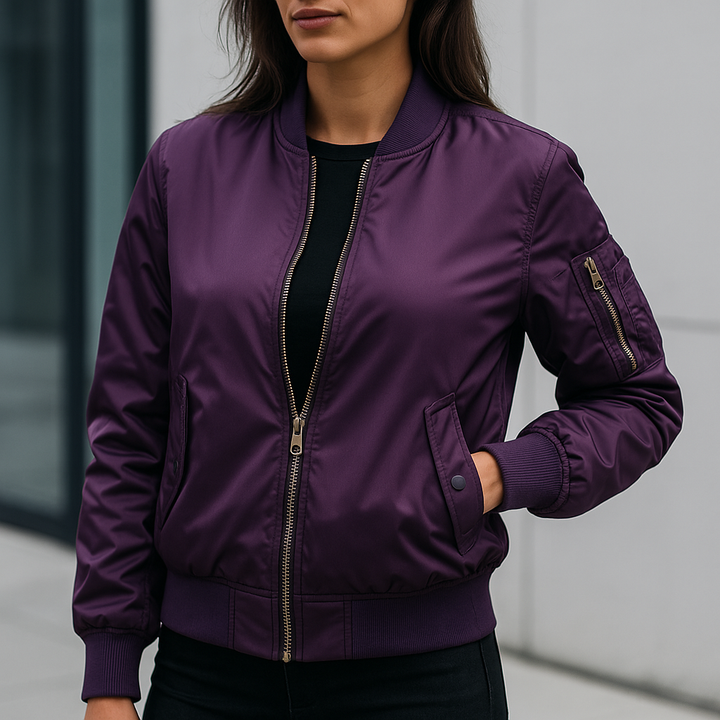Red MA-1 bomber jacket, a stylish unisex lightweight outerwear, perfect for spring/fall streetwear.