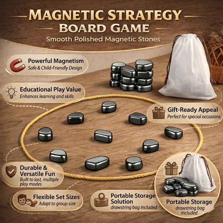 Close-up of magnetic chess pieces on a board, showing strategic game in progress. Fun for family & friends.