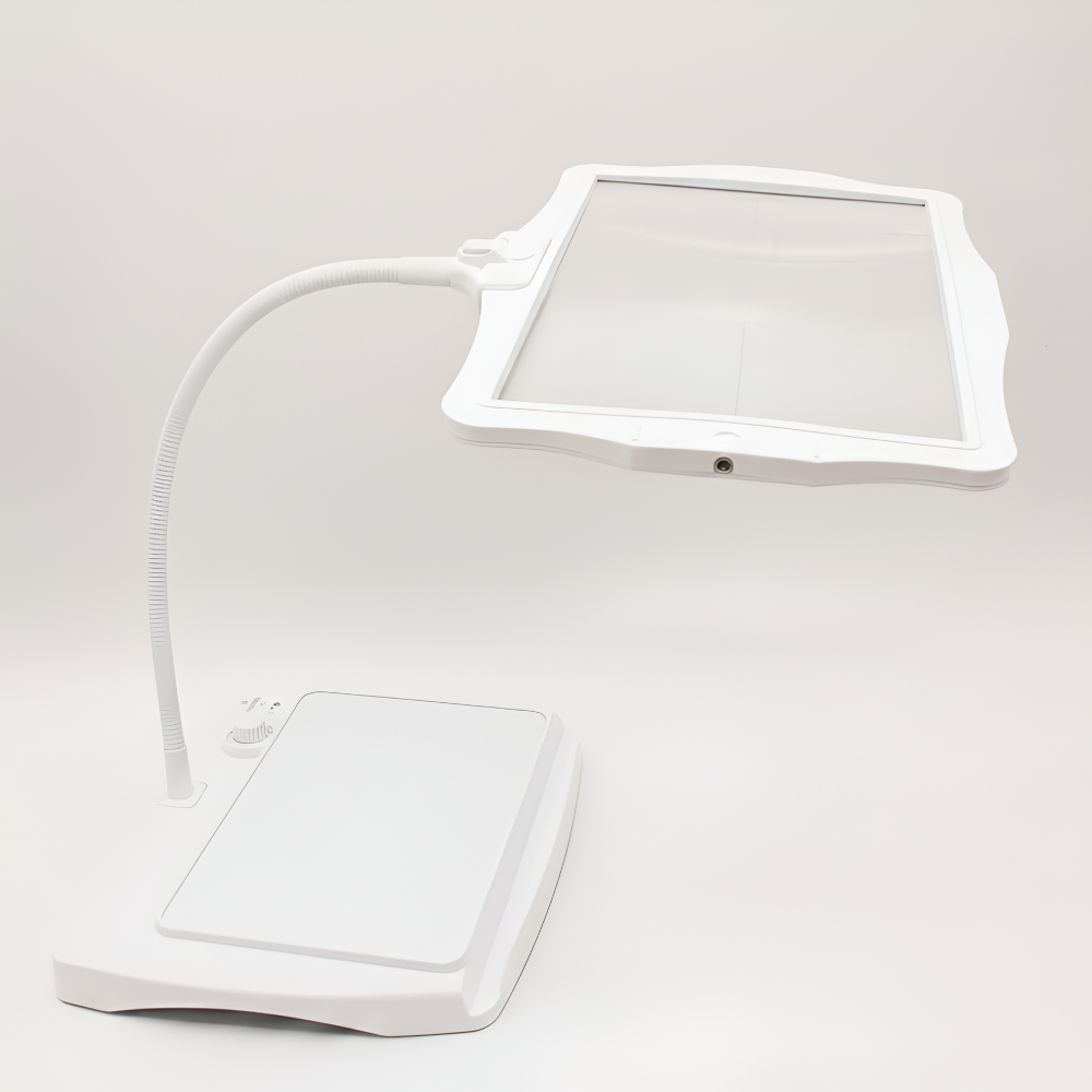 Crafts & reading magnifying lamp with bright LED light and sturdy adjustable gooseneck for precision and clarity.