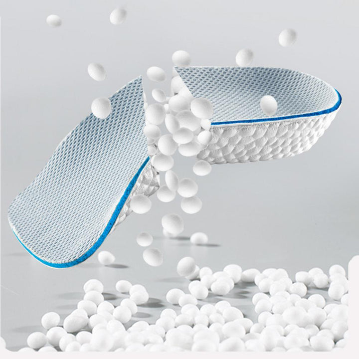 Premium unisex orthopedic insoles for discreet height, foot support, posture correction & pain relief.