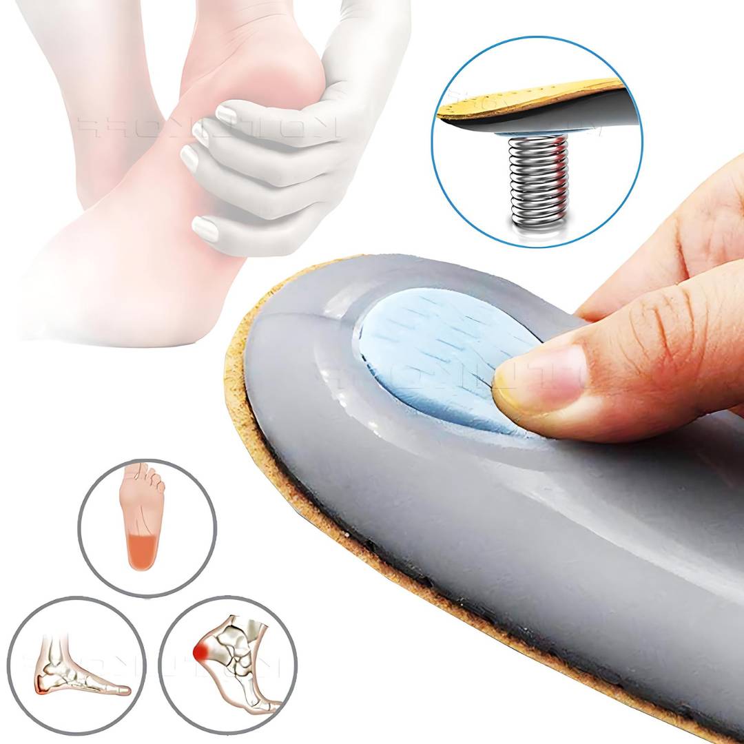 "Unisex orthopedic leather shoe insole with shock absorption, arch support, and moisture-wicking for foot pain relief."