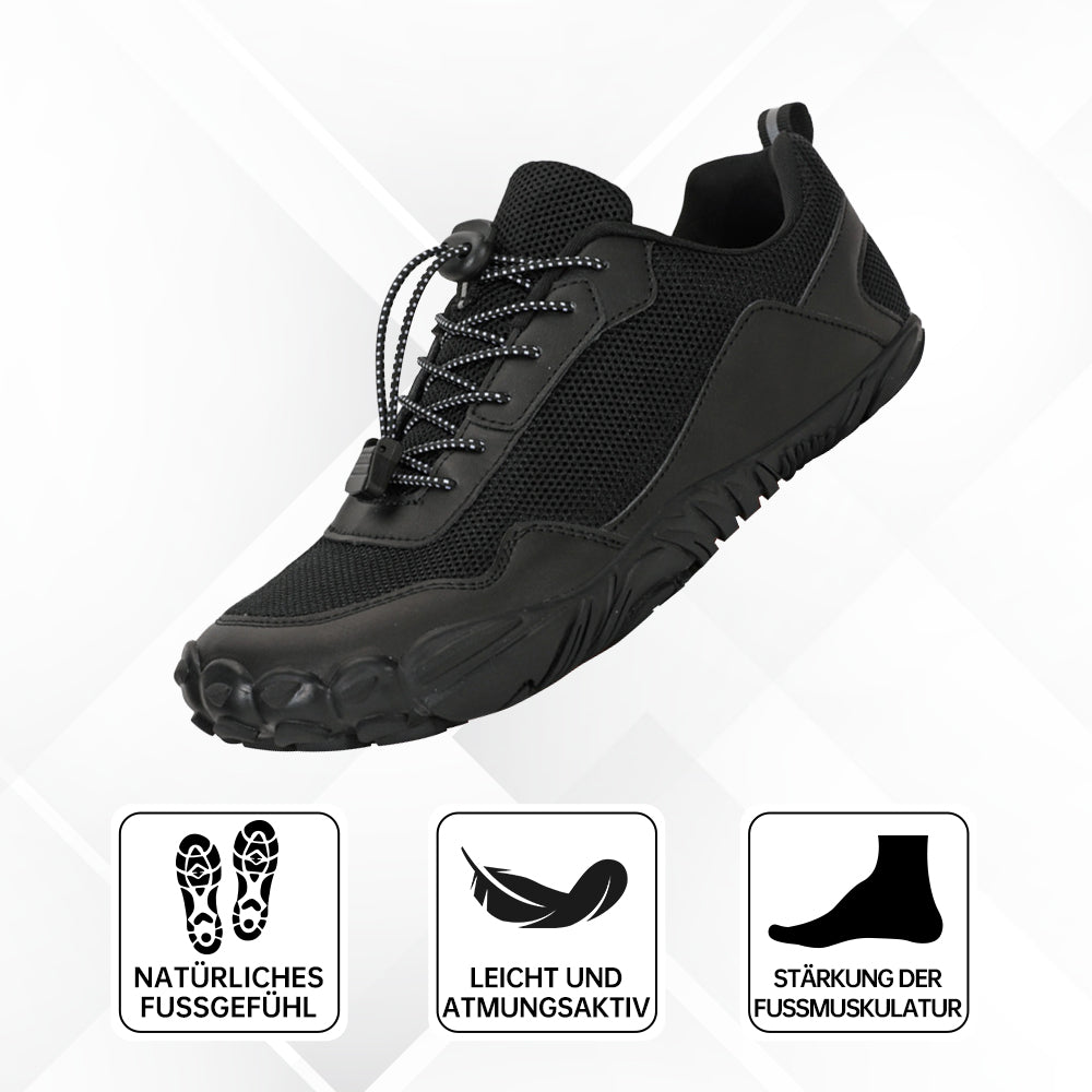 Breathable, waterproof barefoot shoes, unisex, with wide toe box for natural movement & pain relief.