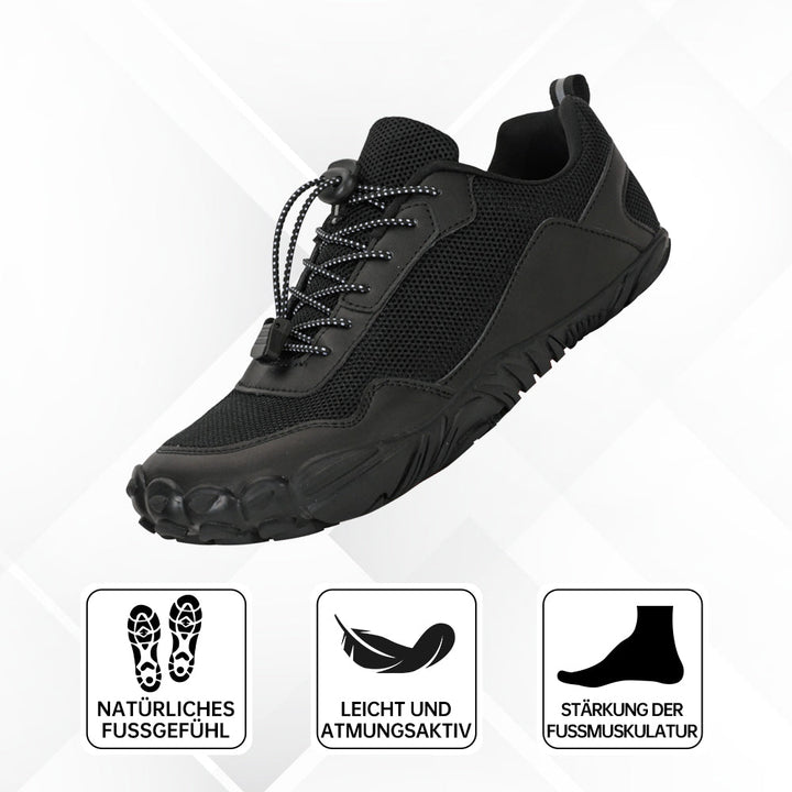 Breathable, waterproof barefoot shoes, unisex, with wide toe box for natural movement & pain relief.