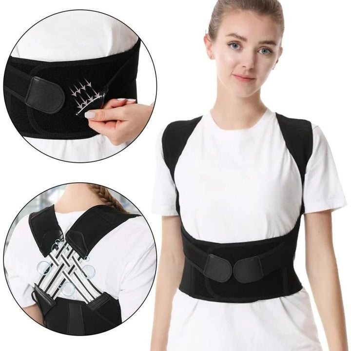 "Unisex Orthopulse Posture Corrector in use, showing upper body alignment support under clothing, lightweight, discreet desig