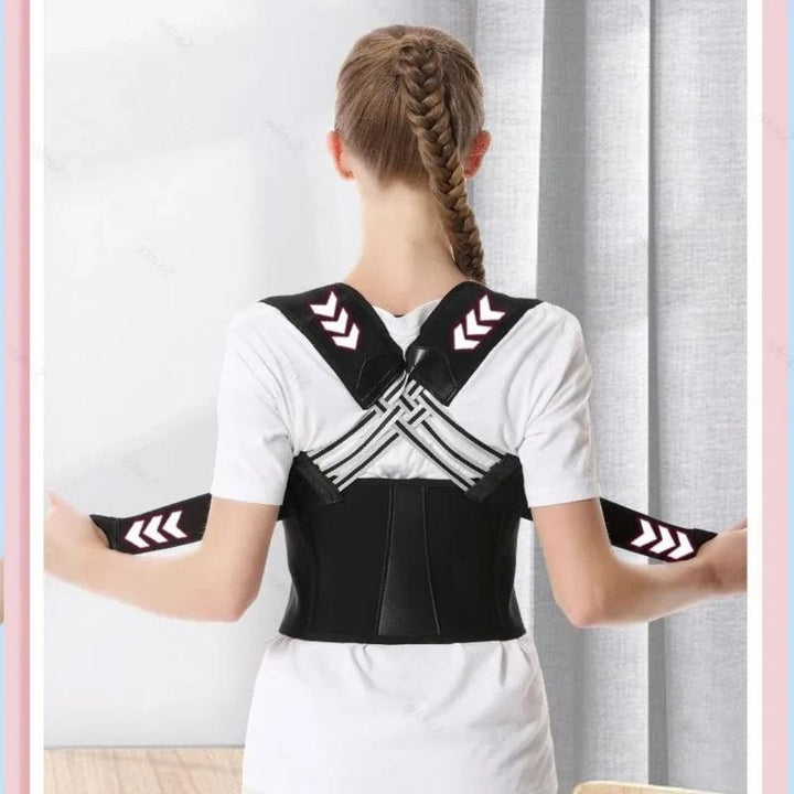 "Unisex Orthopulse Posture Corrector in use, showing upper body alignment support under clothing, lightweight, discreet desig