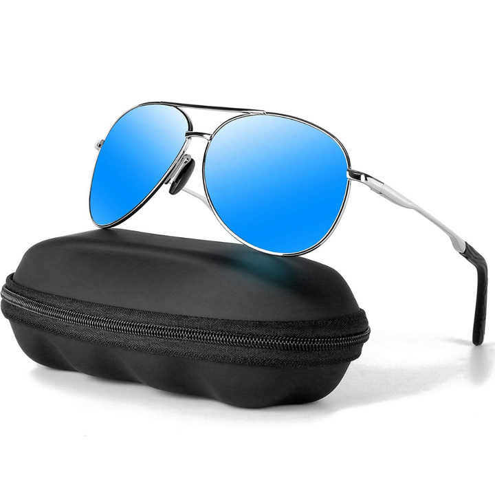 Men's & women's polarized aviator sunglasses with metal frame. Fashion eyewear for glare reduction.