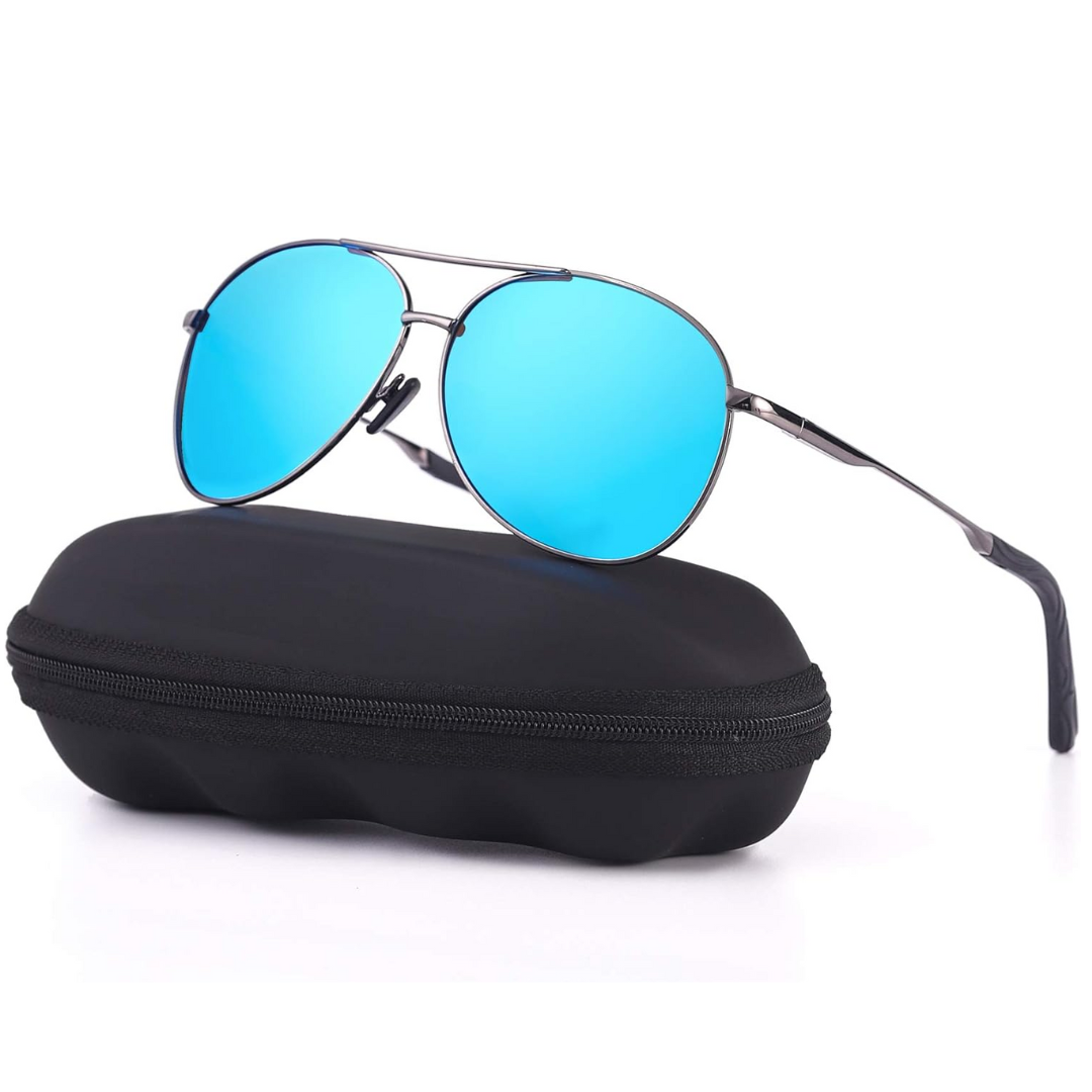 Aviator polarized sunglasses offering superior glare & UV protection for all outdoor activities. Unisex.