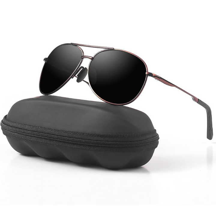 Driving glasses: Joey polarized aviator sunglasses for glare reduction & clear vision on the road.