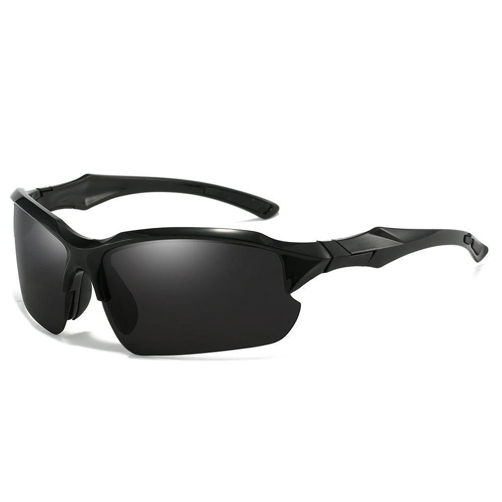 "Unisex polarized sports sunglasses with UV400 protection, lightweight frame, and anti-slip nose pads for outdoor activities.