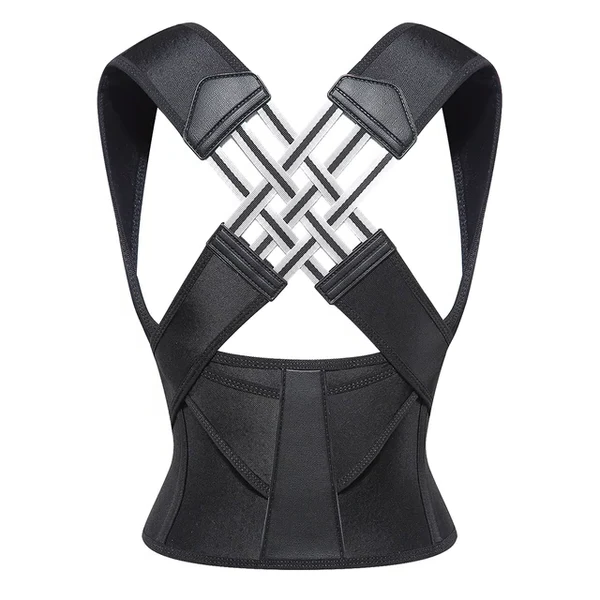 Unisex posture corrector brace for neck & upper back support, promoting spinal alignment & pain relief.