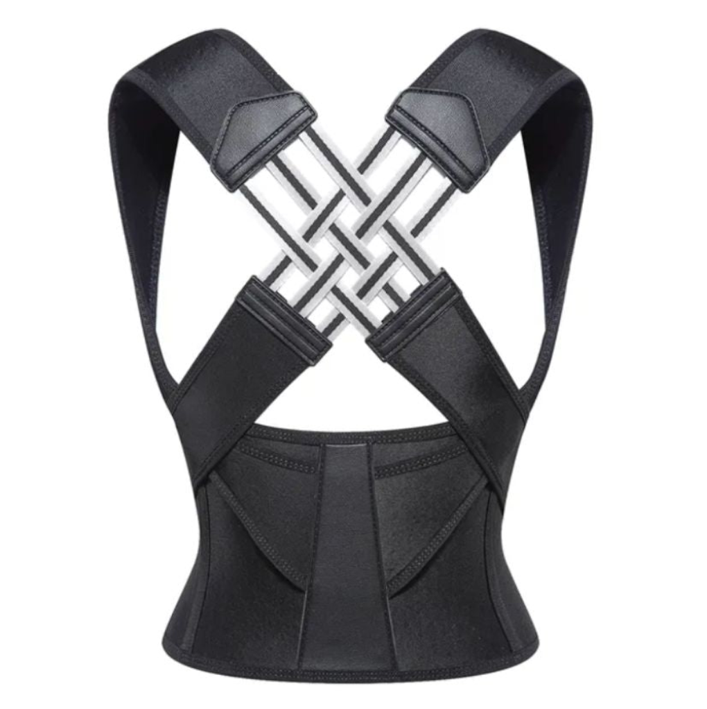 Unisex posture corrector for instant back & shoulder support. Adjustable, discreet design for pain relief & daily wear.