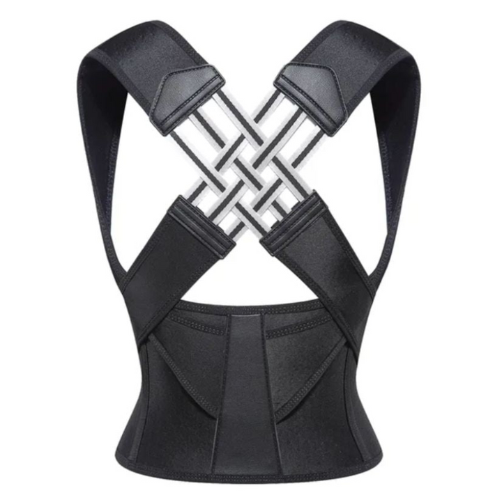 Unisex posture corrector for instant back & shoulder support. Adjustable, discreet design for pain relief & daily wear.