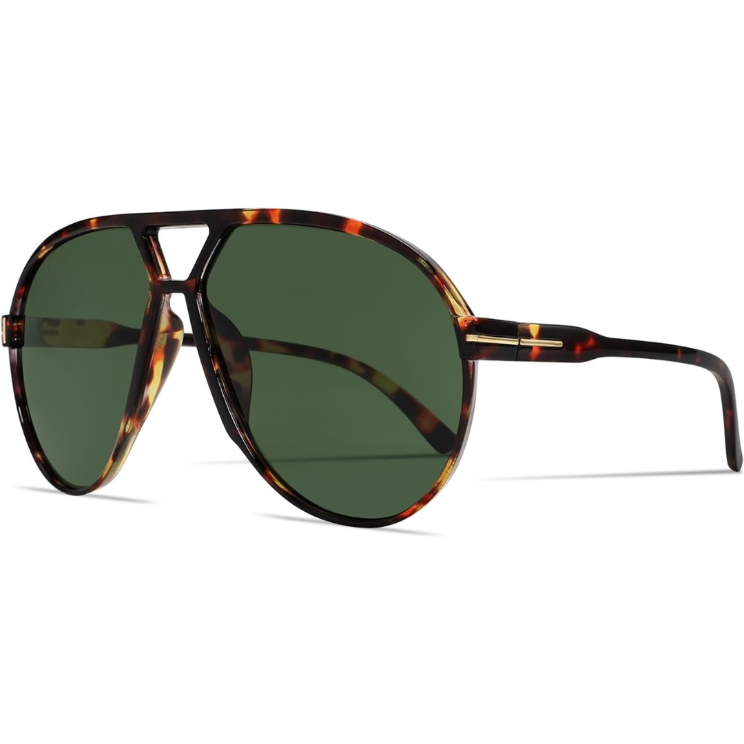 Retro oversized square aviator sunglasses, 70s vintage look, UV400 protective eyewear.