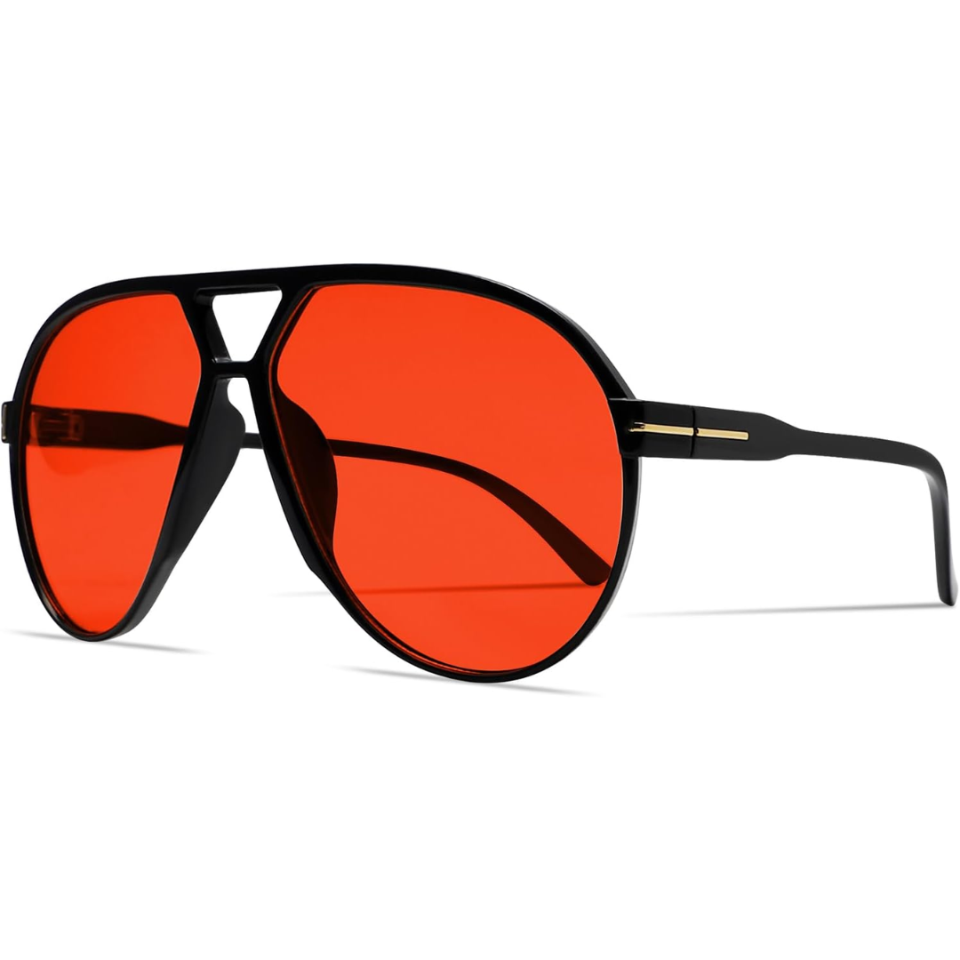 Iconic 70s oversized aviator sunglasses, unisex retro design, fashionable and protective.