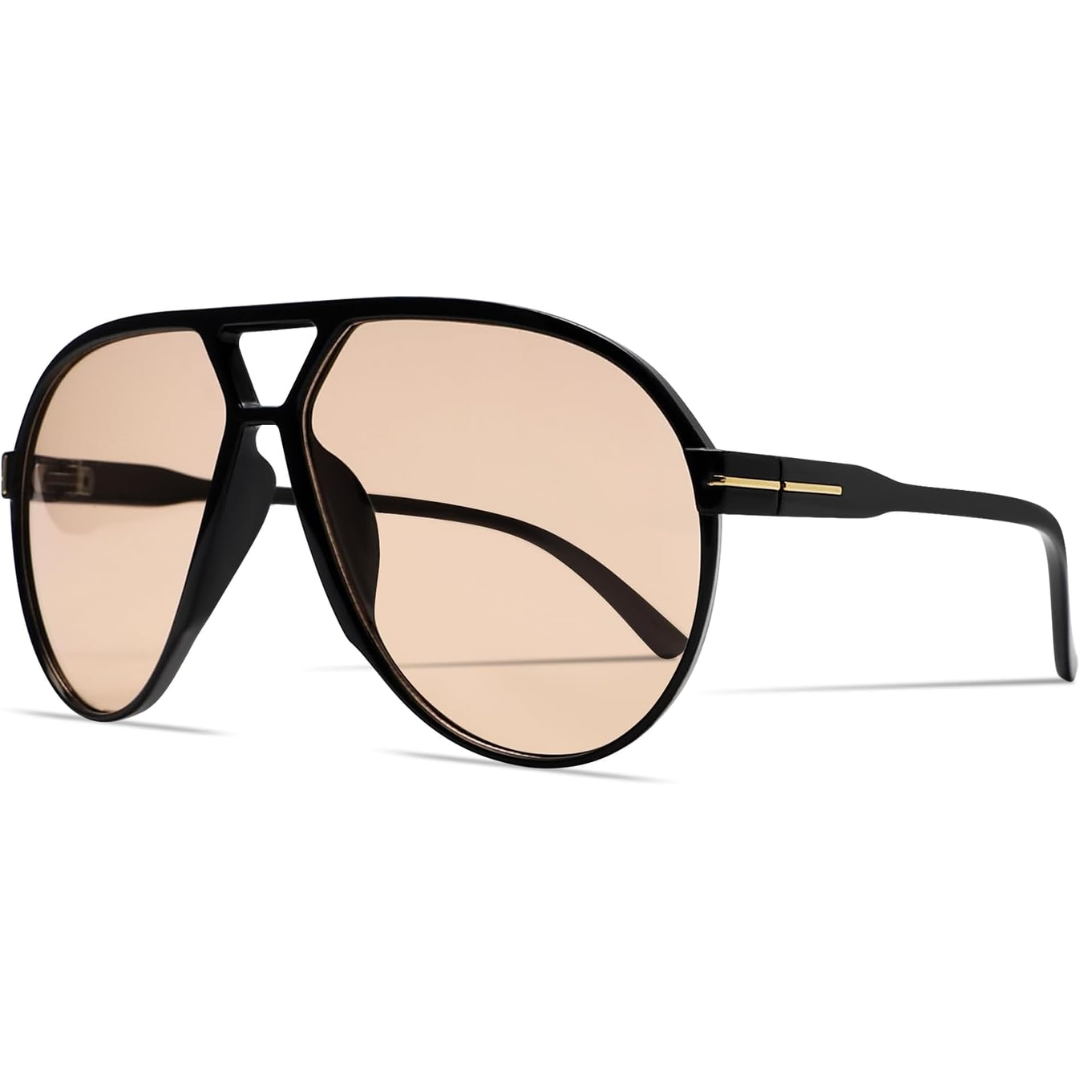 Oversized aviator sunglasses for women, 70s retro fashion, lightweight and stylish.